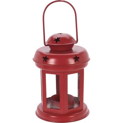 RED TEA LIGHT LANTERN CANDLE HOLDER