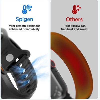 9. Spigen Liquid Air Pro Case Strap + 9H Tempered Glass for Apple Watch Ultra 49mm - Black