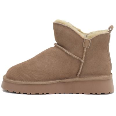 3. Women's leather ankle boots with beige platform snow boots Vinceza 97961