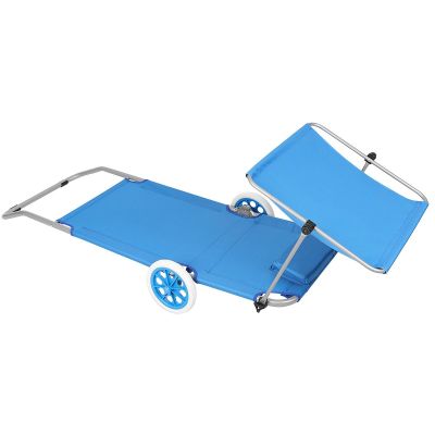 17. FOLDABLE BEACH CHAIR WITH CANOPY ON WHEELS 116x62x60-90CM BLUE