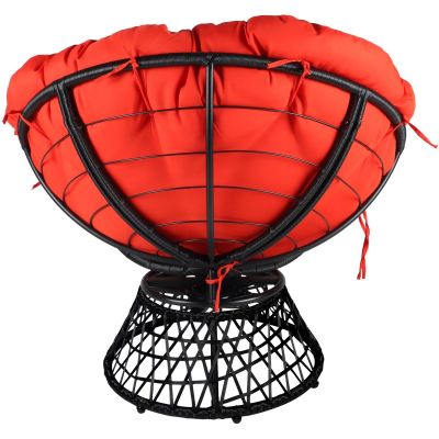 9. 360-DEGREE SWIVEL GARDEN CHAIR WITH RED CUSHION