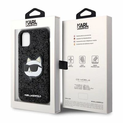 8. Karl Lagerfeld KLHCN61G2CPK iPhone 11 / Xr 6.1" black/black hardcase Glitter Choupette Patch