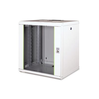 10. Digitus Unique 19" 12U 600x450 wall-mounted network cabinet, glass door, gray, undivided, assembled, 100kg