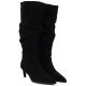 4. Women's leather boots, ruffled, black, Vinceza ZHI27-89167
