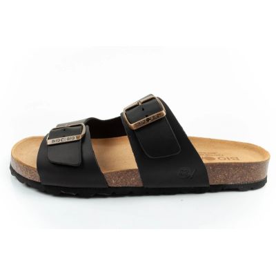 2. Bio Bio men's slippers, profiled flip-flops, natural leather, black