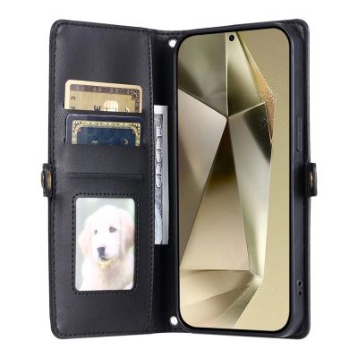 2. Samsung Galaxy A56 5G Leather Wallet Case with Stand Function and Straps - Black