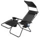 28. FOLDABLE GARDEN DECK CHAIR WITH CANOPY 173X52/65X110CM BLACK-GRAY