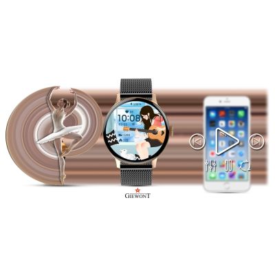 13. GIEWONT Women's Smartwatch Rose Gold Black GW330-4