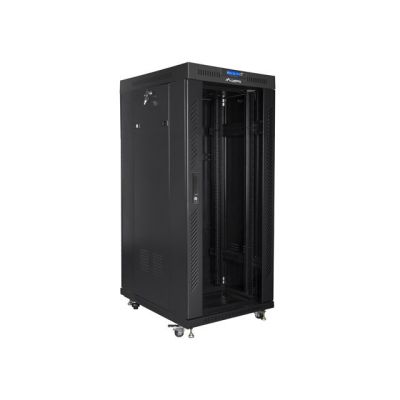 4. LANBERG FLOOR RACK CABINET 19" 27U 800X1000 GLASS DOOR LCD BLACK (FLAT PACK) FF01-8027-12BL