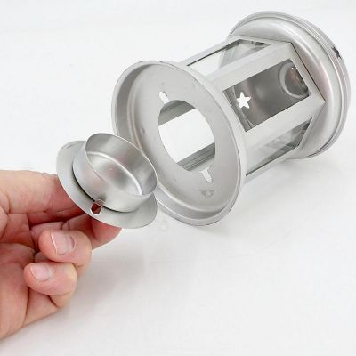 3. TEA LIGHT LANTERN CANDLE HOLDER 15CM SILVER