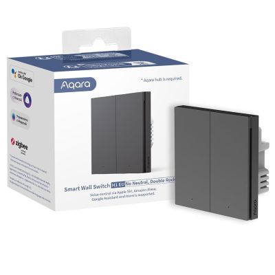 Aqara Smart Wall Switch H1 EU (No Neutral, Double Rocker) -Grey Light Switch