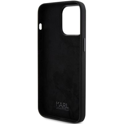 7. Karl Lagerfeld Silicone Choupette Metal Pin case for iPhone 15 Pro Max - black