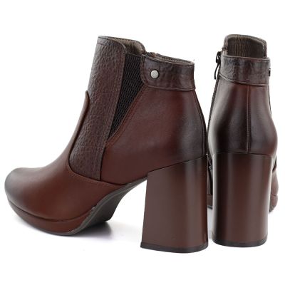 5. Women's ankle boots with a block heel and platform, insulated, dark brown, M.Daszyński AF125B-1