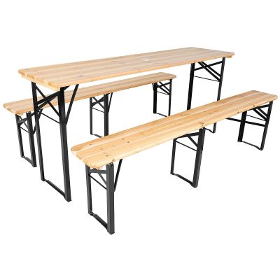 25. PICNIC BAR SET WOODEN TABLE AND 2 BENCHES
