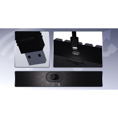13. HATOR Skyfall Pro Wireless 65 Gaming Keyboard USB + RF Wireless + Bluetooth QWERTY US English Black, Gray