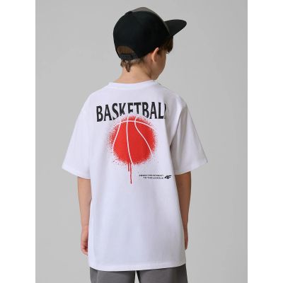 2. Boy's loose T-shirt with print 4F 4FJRSS26TTSHM3835-10S