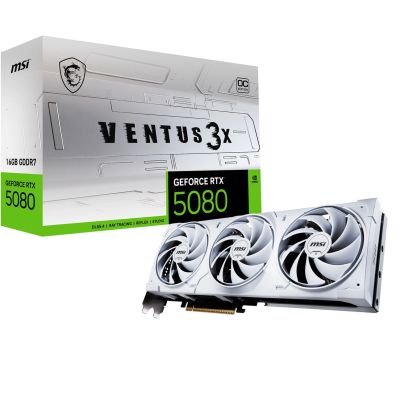 9. MSI GeForce RTX 5080 16GB VENTUS 3X OC WHITE GDDR7 Graphics Card