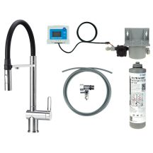 Kitchen faucet with water filtration kit and flexible spout