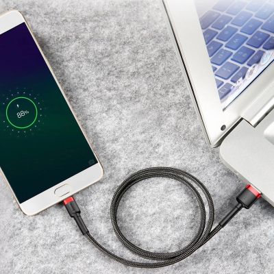 14. Baseus Cafule Cable durable nylon cable USB / micro USB 2A 3M black-gray (CAMKLF-HG1)