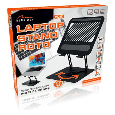 12. MEDIA-TECH ADJUSTABLE, ROTATABLE, ERGONOMIC LAPTOP STAND ROTO MT2662