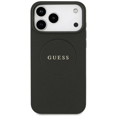 3. Guess Grained Gold Ring MagSafe Case for iPhone 18 Pro Max / 17 Pro Max - Black