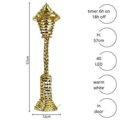 4. LANTERN DECORATIVE LANTERN 40LED 57CM GOLD