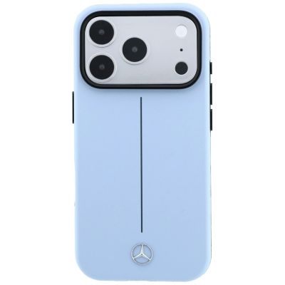 3. Mercedes Leather Semi Wrap Iconic Line MagSafe Case for iPhone 18 Pro Max / 17 Pro Max - Blue
