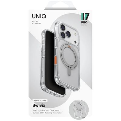 6. Uniq Swivix 360 Rotating Kickstand Case for iPhone 17 Pro - Transparent