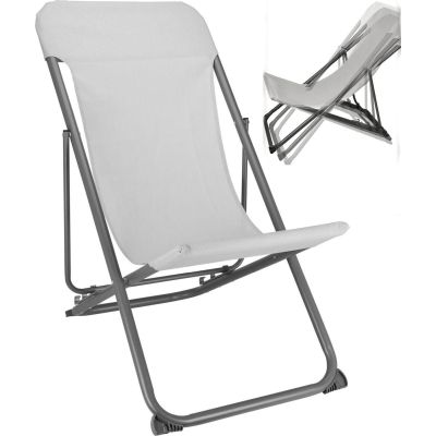 2. FOLDABLE STEEL TEXTILENE DECK CHAIR, GRAY