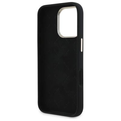 7. Guess Silicone Script Metal Logo & Frame Case for iPhone 16 Pro Max - Black