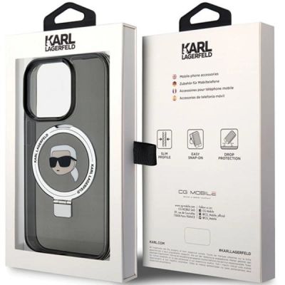 8. Karl Lagerfeld KLHMP15XHMRSKHK iPhone 15 Pro Max 6.7" black/black hardcase Ring Stand Karl Head MagSafe