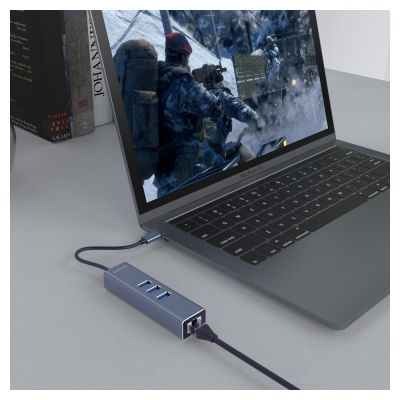 6. SAVIO AK-57 3-PORT USB-C HUB WITH RJ-45 ADAPTER