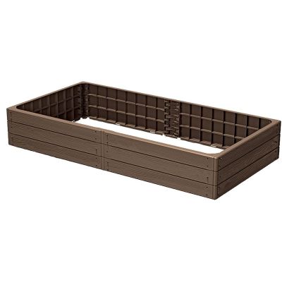 GARDEN FLOWER BED BASE WOOD EDGE 149x75CM RUSTIC BRICK