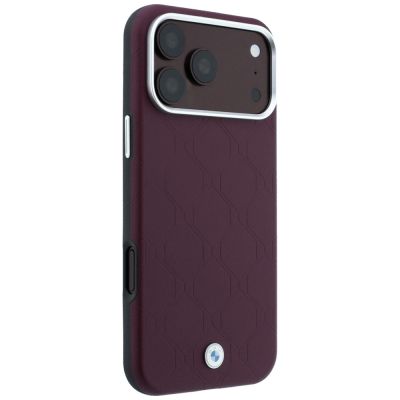 4. BMW Sign Deboss Quilted Metal Logo MagSafe Case for iPhone 18 Pro Max / 17 Pro Max - Burgundy