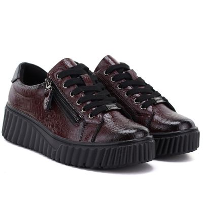 4. Women's patent leather platform shoes in burgundy Vinceza 133134