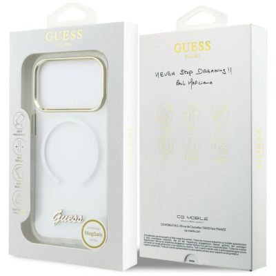 8. Guess IML Gradient Script Metal MagSafe Case for iPhone 17 Pro - White