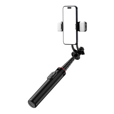 7. Selfie stick WC12YDS 1.3m aluminum alloy telescopic tripod with dual lamp and phone holder - black