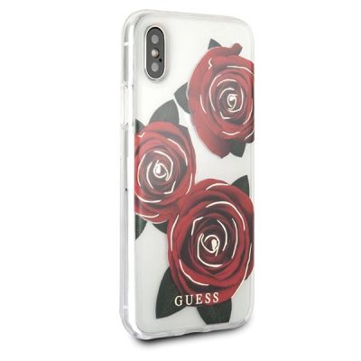 6. Guess Flower Desire Red Rose iPhone X Case - Transparent