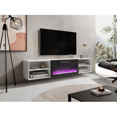 3. POLO TV cabinet 180x33x39 white + black fireplace