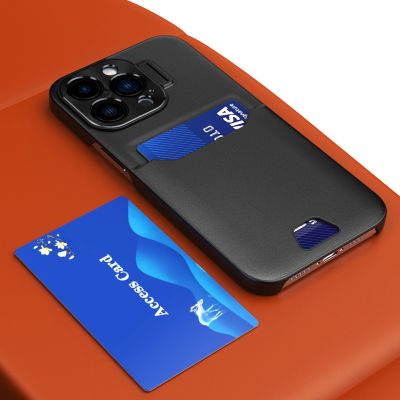 5. Leather Stand Case case for iPhone 14 cover card wallet with stand black