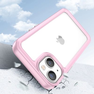 3. Outer Space Case iPhone 14 Plus hard cover with a gel frame pink