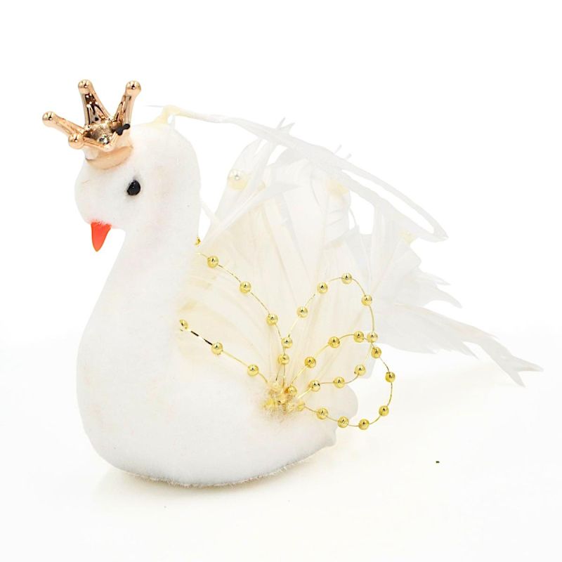 3. SWAN DECORATIVE HANGING BAUBLE 17CM GOLDEN WINGS