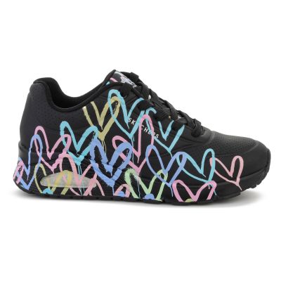 6. SKECHERS UNO-SPREAD THE LOVE BLACK/PURPLE/TURQUI 155507-BPTQ