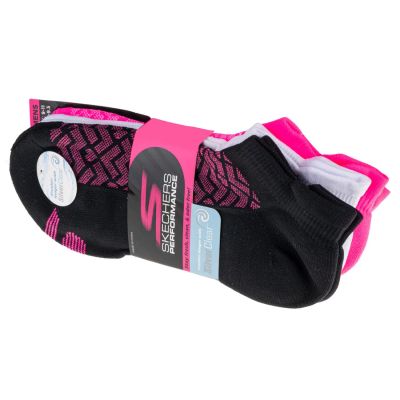 Skechers 3pk Womens 1/2 Terry Low Cut Socks S115103-BKPK Multicolored 36-40