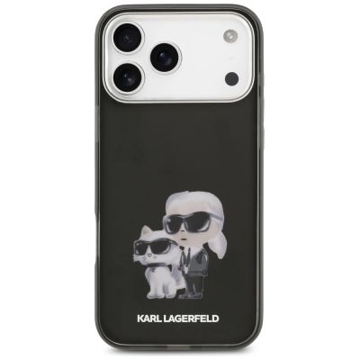 3. Karl Lagerfeld IML Aquarelle Karl & Choupette & Logo MagSafe Case for iPhone 17 Pro Max - Black