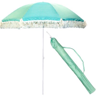 7. BEACH AND GARDEN UMBRELLA WITH FRINGE 174 CM GREEN