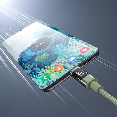 4. PD60W USB-C to USB-C Digital Display 1.2m Nylon Cable - green