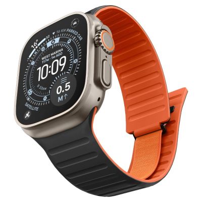 2. Spigen Athlex Air M Strap for Apple Watch 44/45/46/49 mm - Black and Orange