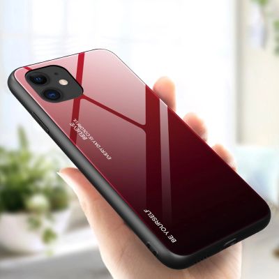 4. Gradient Glass Durable Cover with Tempered Glass Back iPhone 12 mini black-red