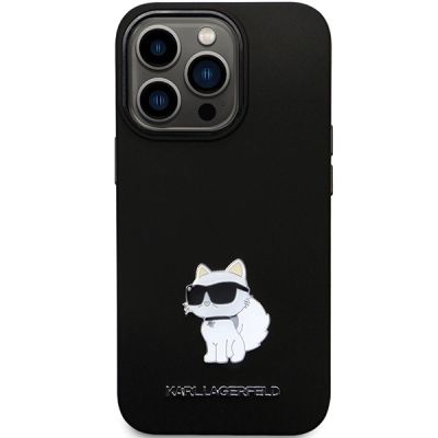 3. Karl Lagerfeld KLHCP14LSMHCNPK case for iPhone 14 Pro - black Silicone C Metal Pin